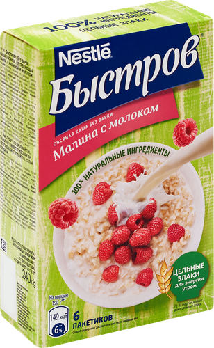 

Хлопья овсяные Быстров Малина с молоком 240 г