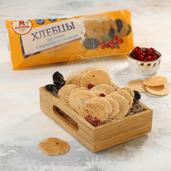 Хлебцы хрустящие с черносливом и клюквой на фруктозе МясновЪ Буфет