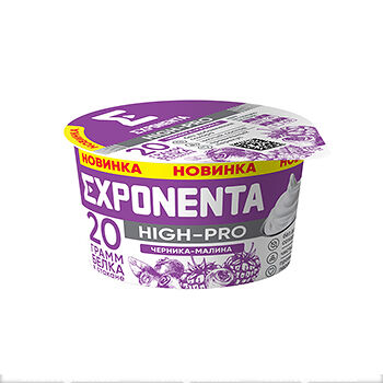 Йогурт EXPONENTA HIGH-PRO Черника-малина с повышенным содержанием белка 160 г
