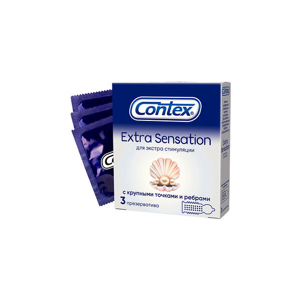 Презервативы Contex extra sensation 3 шт с крупными точками и ребрами