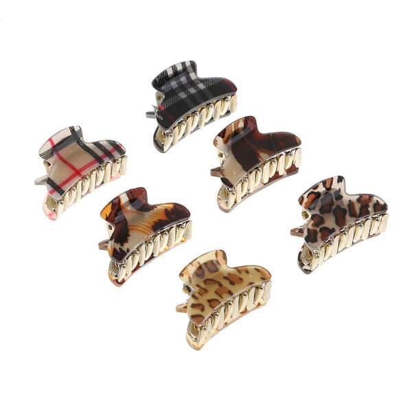 Краб для волос ЮниLook пластик 3 дизайна в ассортименте, 1 шт