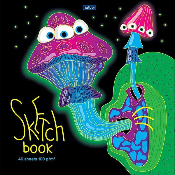 Блокнот Premium SketchBook 40л 220х220мм без линовки Грибарий 40Б4лтAк_28254
