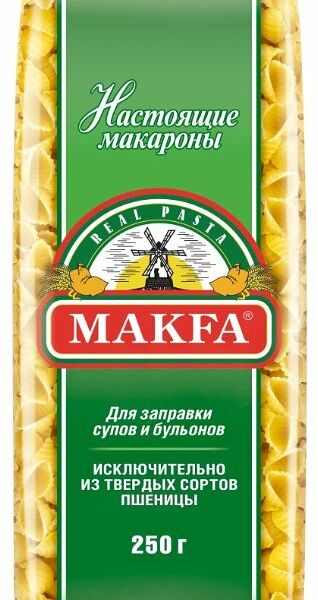 Макаронные изделия для заправки супов и бульонов Ракушки Makfa