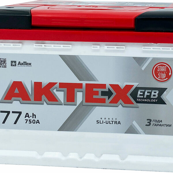 Аккумулятор AKTEX EFB 77 Ач 750 А обратная полярность