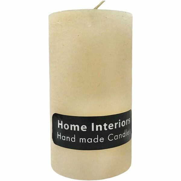 Свеча Home Interiors столбик рустик бежевый, 70х130мм