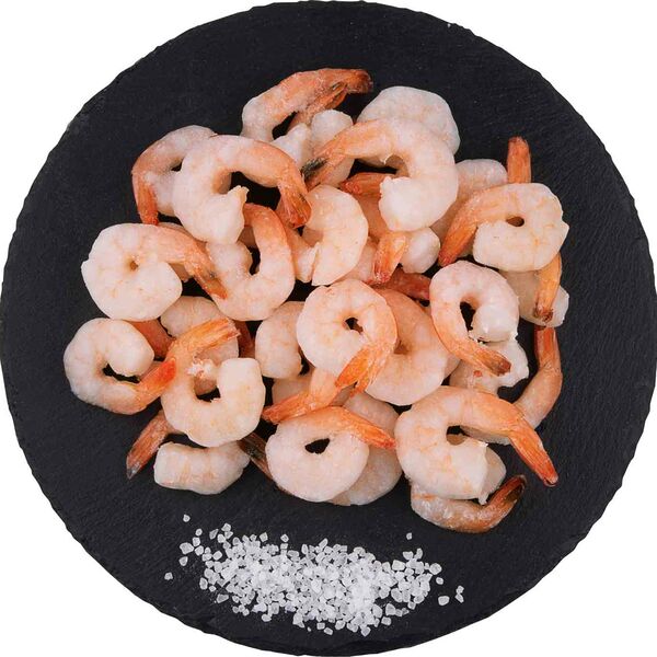 Креветки королевские варёно-мороженые, очищенные с хвостом 41, вес