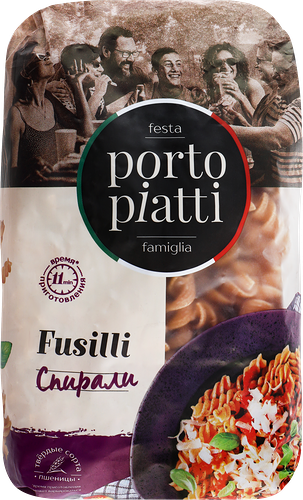 Макароны цельнозерновые PORTO PIATTI Fusilli Спирали, 450г