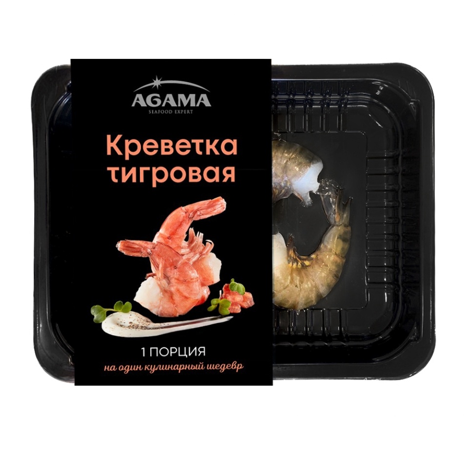 

Креветка тигровая Agama без головы 150 г, Россия