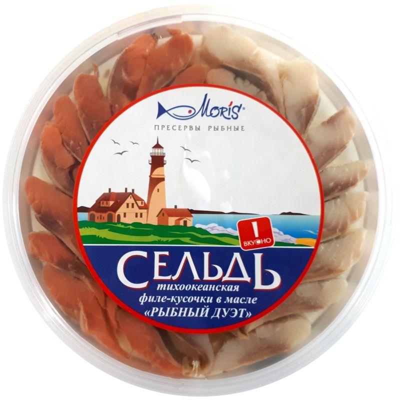 

Сельдь Moris Рыбный дуэт филе-кусочки в масле 200 г