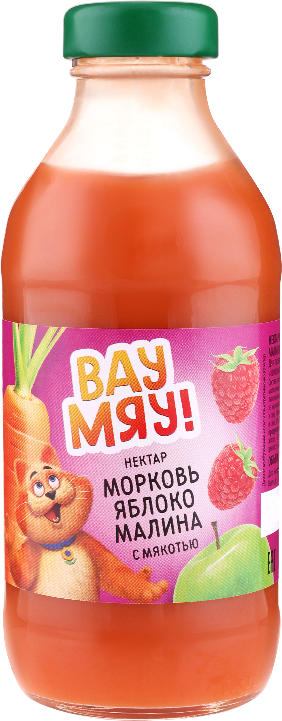 

Нектар Вау Мяу! Морковь-яблоко-малина, 0.33 л