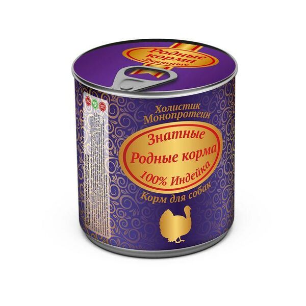 Консервы Родные Корма Знатные для собак Индейка 340 г