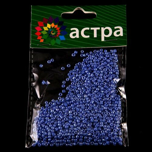 Бисер Astra&Craft 11/0, 20г(123В голубой/непрозр.глянцевый),упак