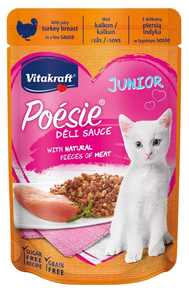 

Корм для котят Vitakraft Poesie Junior до года индейка соус 85 г