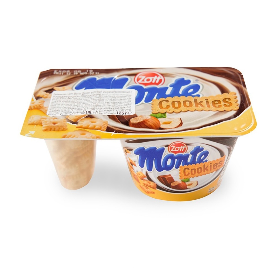 

Десерт с шоколадом и фундуком + шоколадные драже Zott Monte 12,7% 70 г, Германия