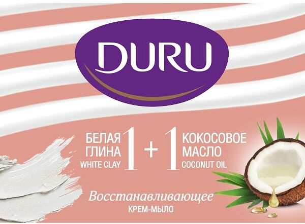Мыло туалетное Duru 1+1 Белая глина и кокос 80г