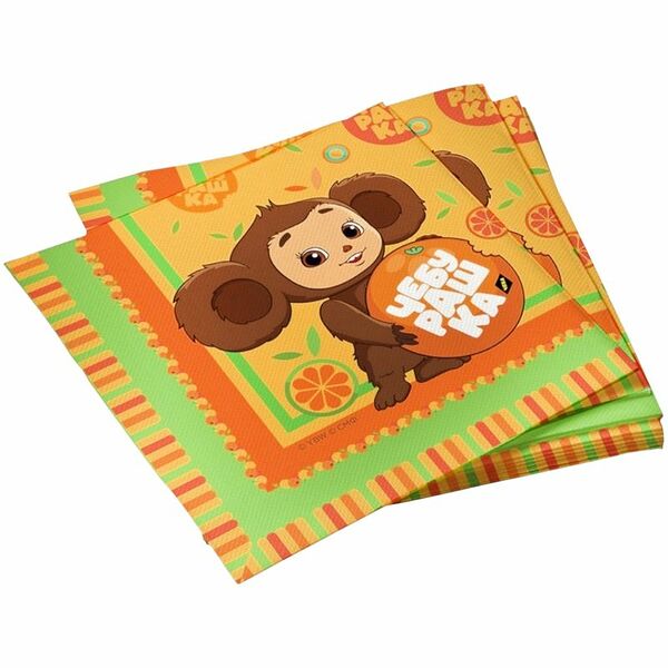 Салфетки ND Play Чебурашка бумажные с печатью трехслойные 33х33 см, 20 шт