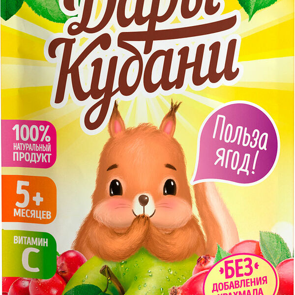 Пюре детское Дары Кубани Яблоко Шиповник Клюква с 5 месяцев