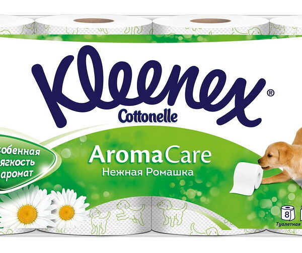 Туалетная бумага Kleenex Cottonelle Aroma Care Нежная ромашка, 3-х сл.,*8рул нн.