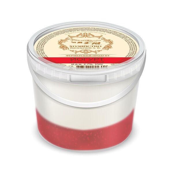 Йогурт Хозяйство Васильевой А.В. с земляникой 2.7% 350 г