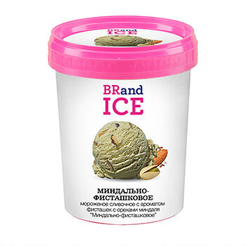Мороженое сливочное BrandIce Миндально-Фисташковое с ароматом фисташек с орехами миндаля 18%, 600г