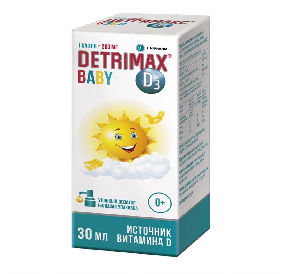 

Detrimax baby D3 капли 200 ME/капля 30 мл
