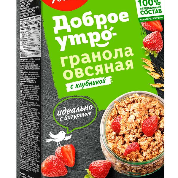 Гранола овсяная Увелка Клубника, 5×40 г