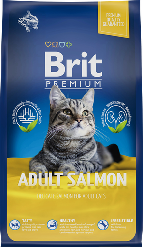 

Корм сухой для кошек Brit Premium Cat Adult с лососем 800 г