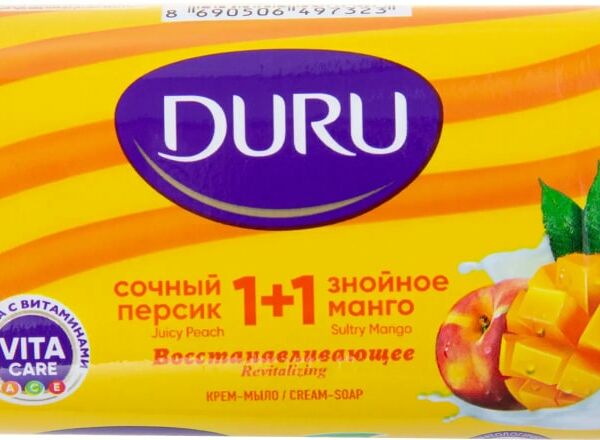 Крем-мыло Duru 1+1 восстанавливающее с ароматом сочного персика и знойного манго 80г