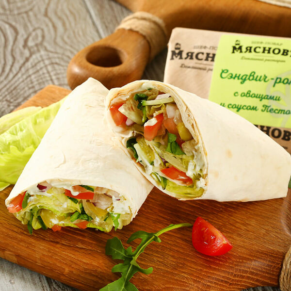 Сэндвич-ролл с овощами и соусом Песто МясновЪ Шеф-повар