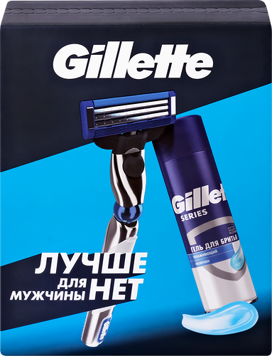Набор подарочный мужской GILLETTE Mach3 Turbo Бритва, 1 сменная кассета + Гель для бритья, 200 мл