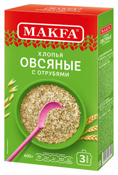 Хлопья Makfa Овсяные с отрубями