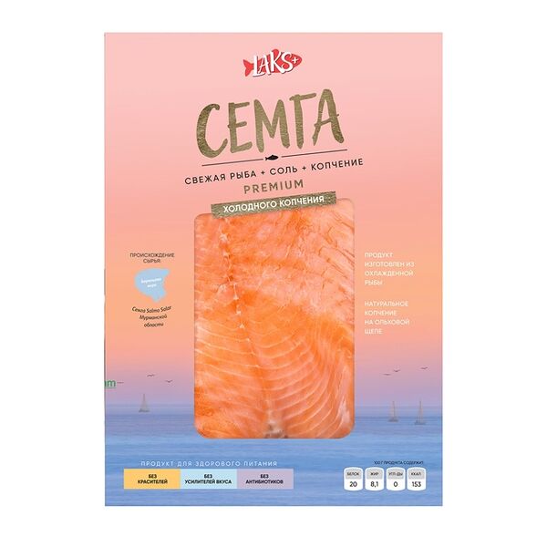 Лосось атлантический (сёмга) Laks+ слайсы х/к охлажденный 120г, Россия