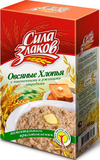 Хлопья овсяные Сила злаков с отрубями 400г