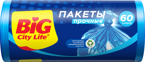 

Пакеты для мусора Big City Life HD 60х80 см 60 л синий 50 шт.