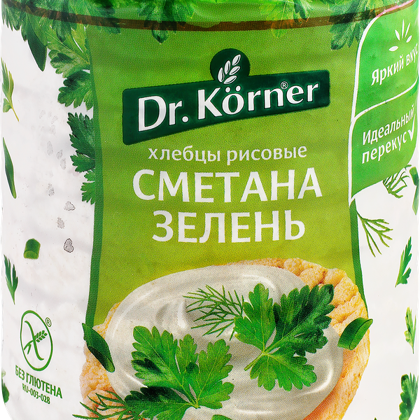 Хлебцы рисовые DR KORNER со сметаной и зеленью, 80г