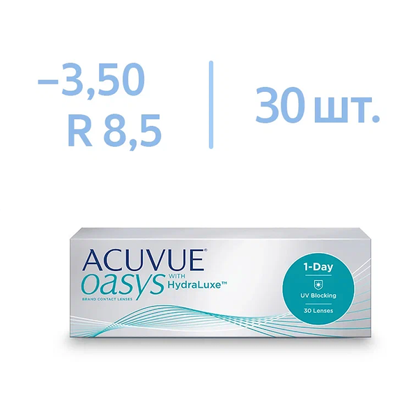 Линзы Acuvue Oasys 1-Day with Hydraluxe BC 8.5 SPH -3.50 DIA 14.3 30 шт