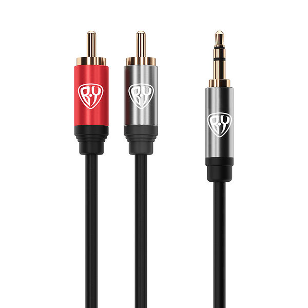 By аудиокабель mini-jack, 2rcа, 1,8м, позолоч.никелир., медь, оплётка пвх