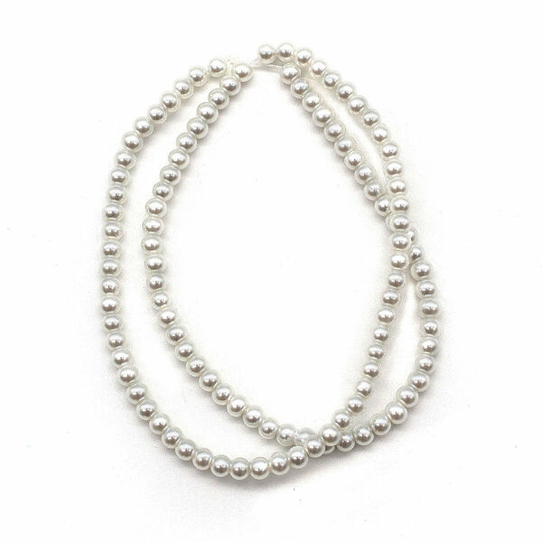 Бусины стеклянные на нитке, 4 мм, длина 40см(SA-01 белый жемчуг)