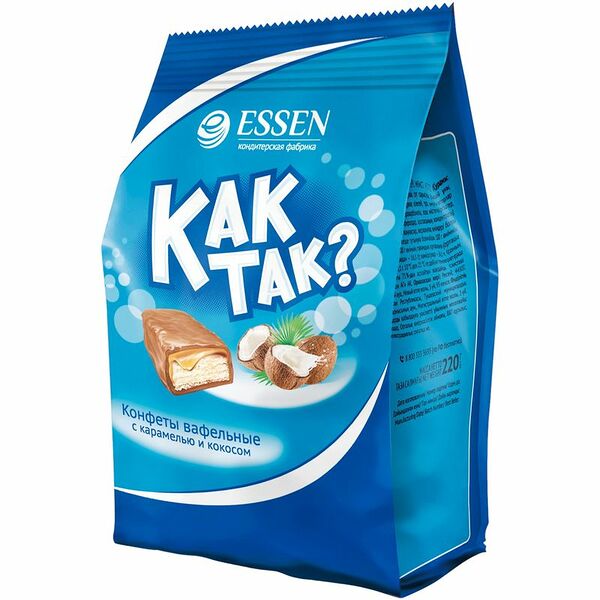 Конфеты вафельные Essen Как так? с карамелью и кокосом 210г