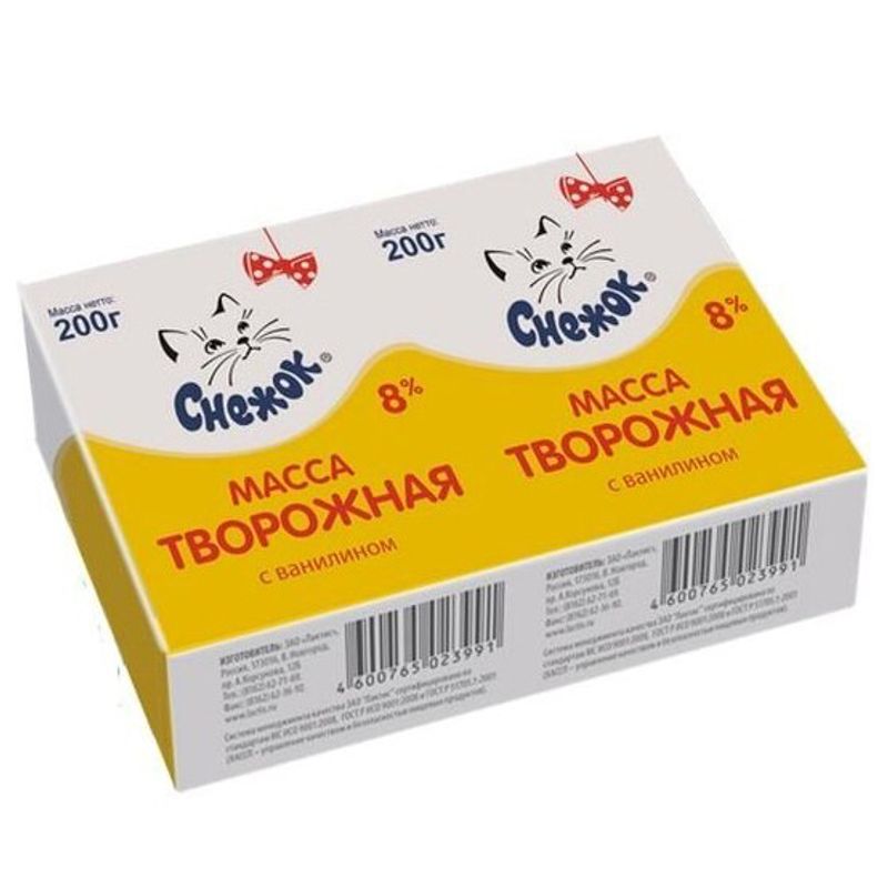 

Масса творожная Снежок с ванилью 8%