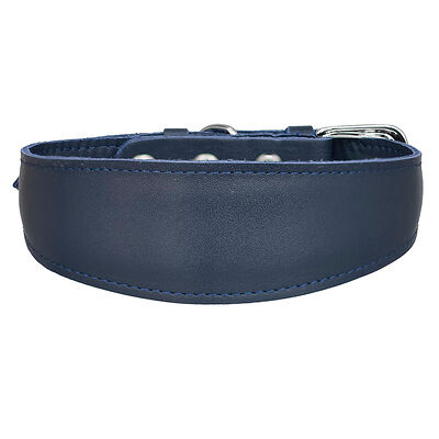 Ошейник-селедка для собак Lelap Bleu кожаный синий