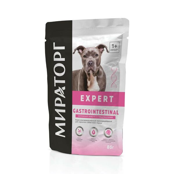 Корм консервированный полнорационный Expert Gastrointestinal для взрослых собак всех пород бережная забота о пищеварении Winner Мираторг, 85 г