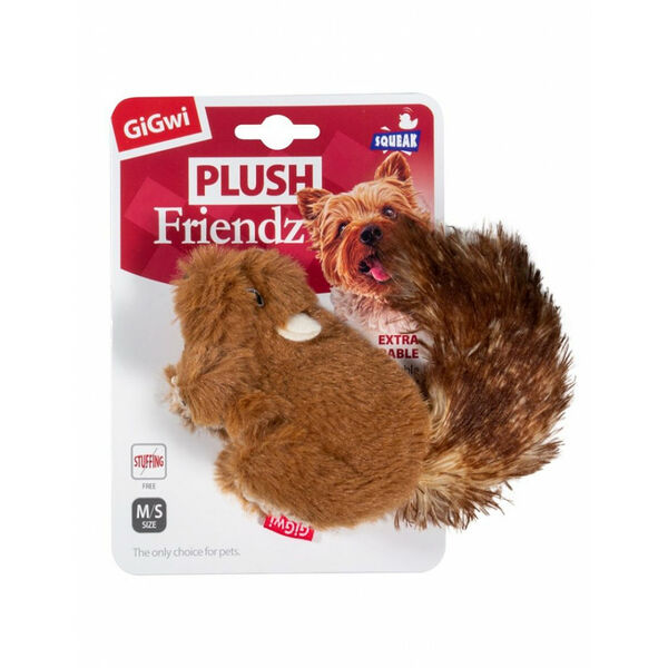 GiGwi Белка с пищалкой игрушка для собак 16 см