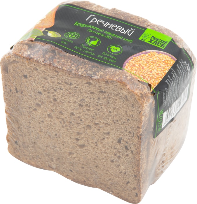 

Хлеб Гречневый бездрожжевой заварной Рижский хлеб нарезка 280 г