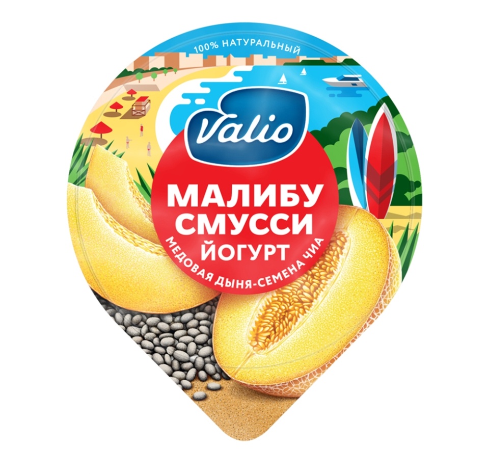 

Йогурт смусси Valio Малибу Медовая дыня-семена чиа 2.6% 140 г