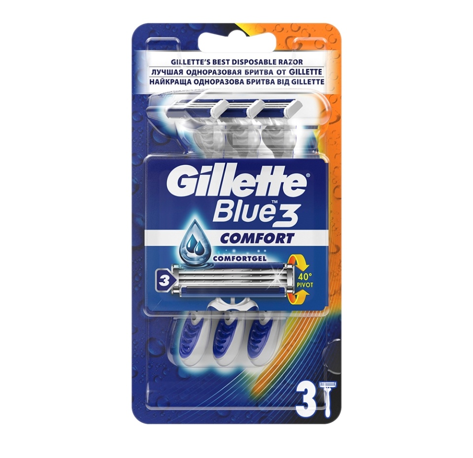 

Бритвенный станок Gillette Blue3 Comfort одноразовый 3 лезвия, 3 шт.