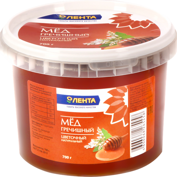 Мед цветочный ЛЕНТА гречишный натуральный