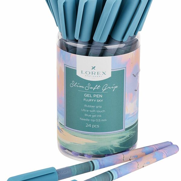 Ручка гелевая LOREX FLUFFY SKY slim soft grip 0,5мм синий ultra-soft touch