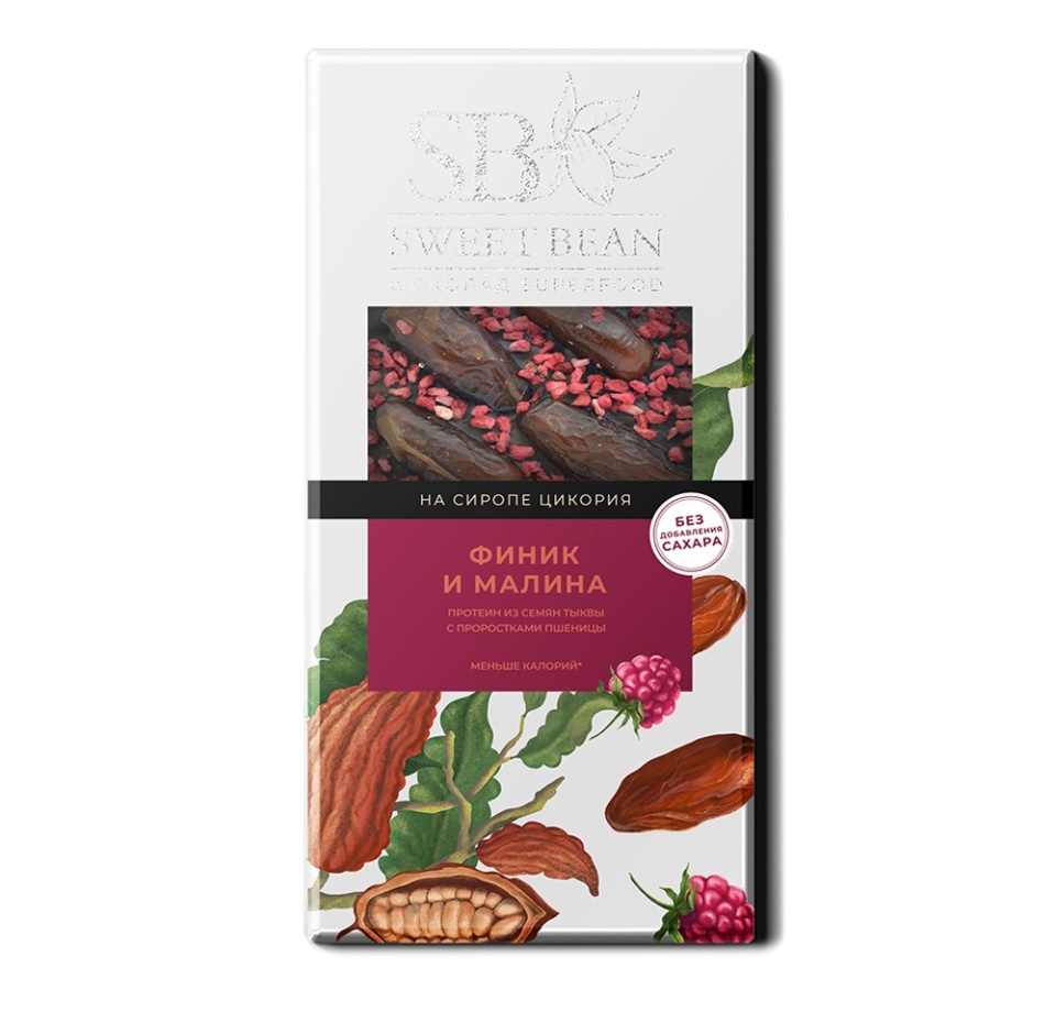 

Шоколад веганский Sweet Bean с суперфудами Финик-Малина на сиропе цикория 90 г