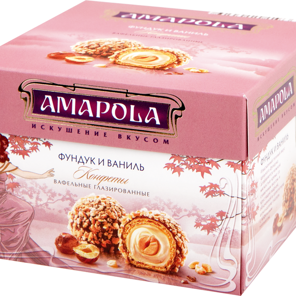 Набор конфет вафельных глазированных Amapola фундук-ваниль